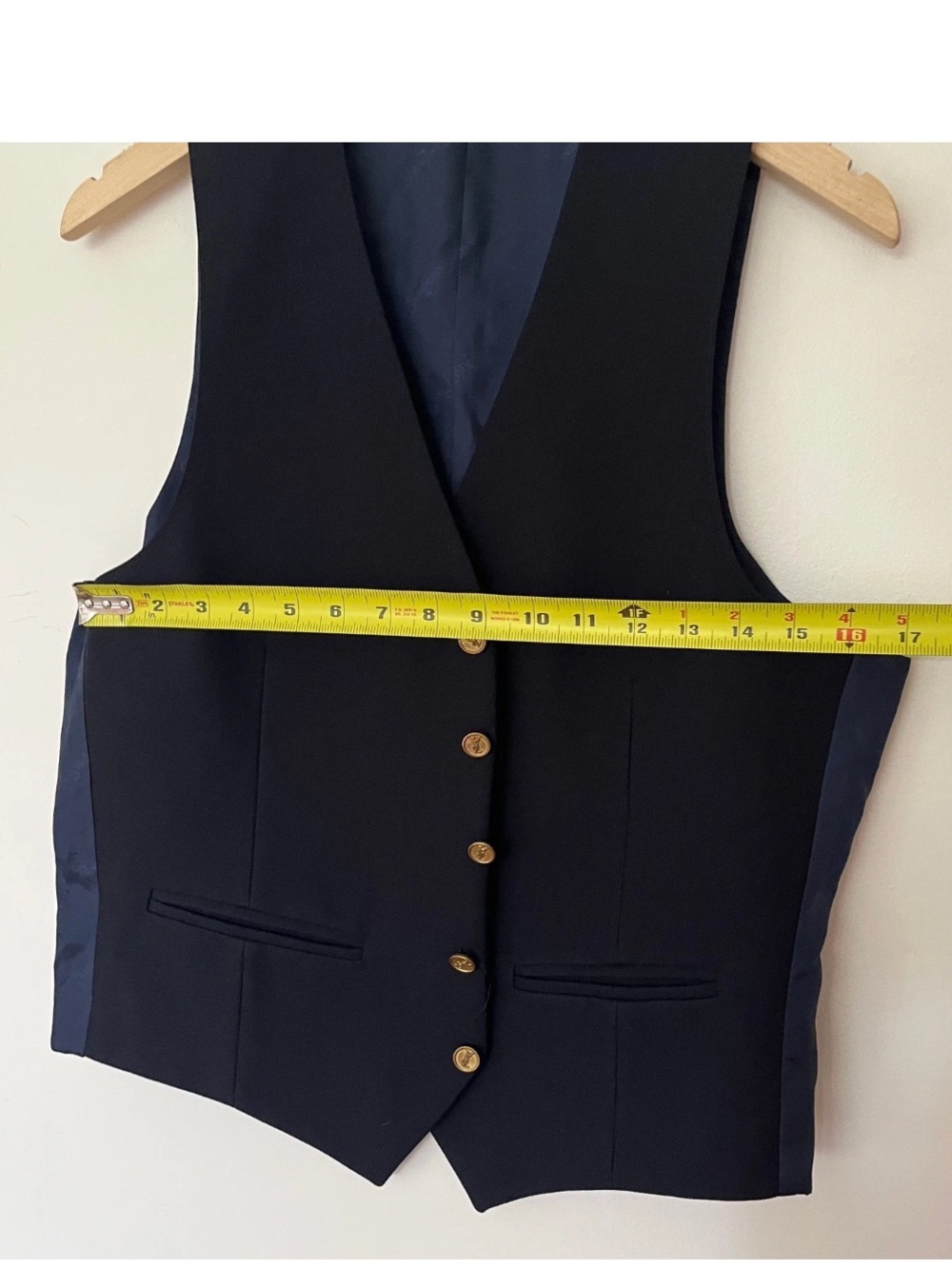 Vintage Yves Saint Laurent Navy Blue Blazer Gold YSL Monogram Buttons France - Picture 16 of 16